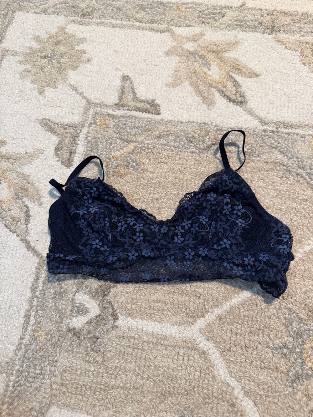Gilly Hicks Navy Floral Lace Bralette with Adjustable Straps